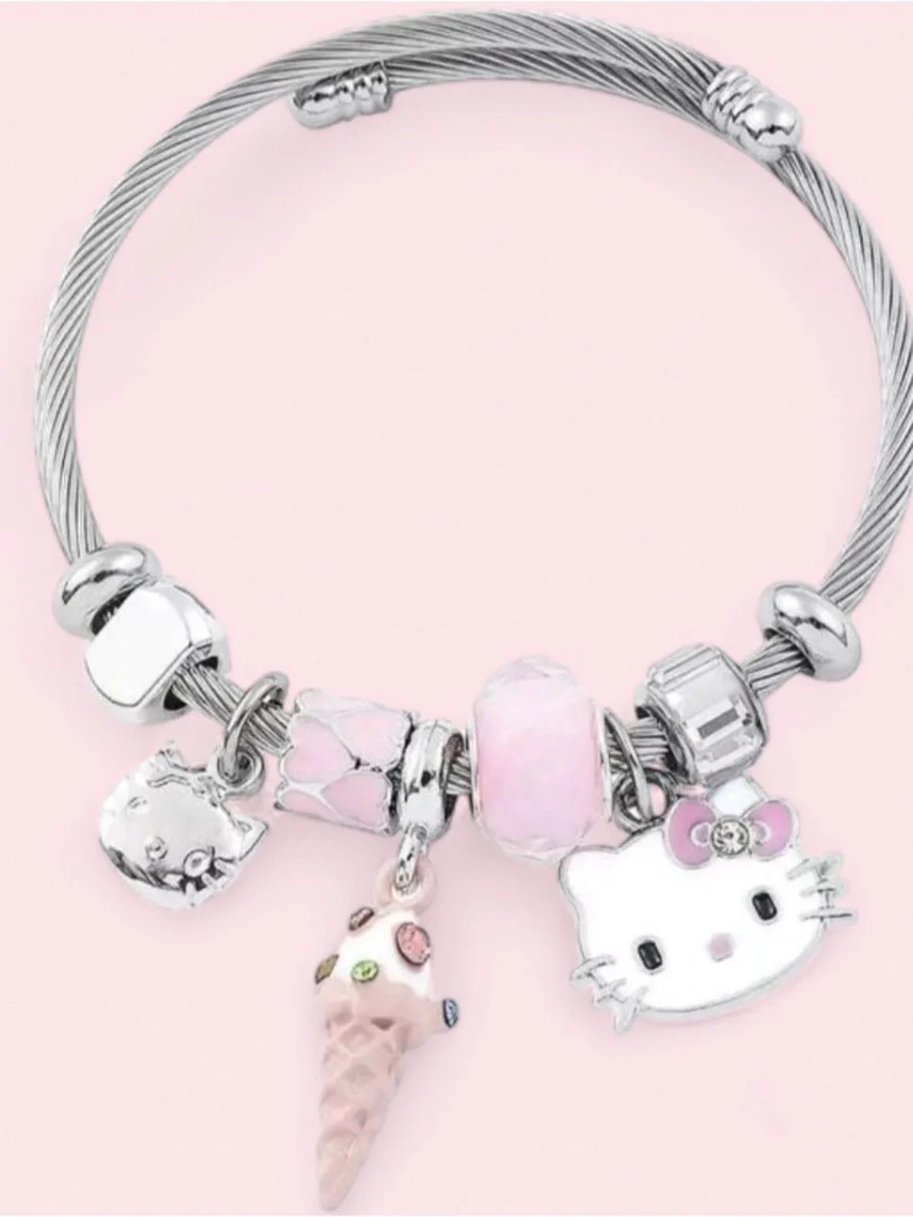 Charm Bracelet with Hello Kitty and Ice Cream Charms